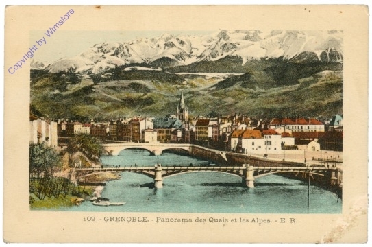 Grenoble, Panorama des Quais et les Alpes