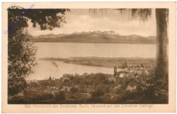 Bad Kressbronn am Bodensee, Bucht, Fernsicht auf das Schweizer Gebirge