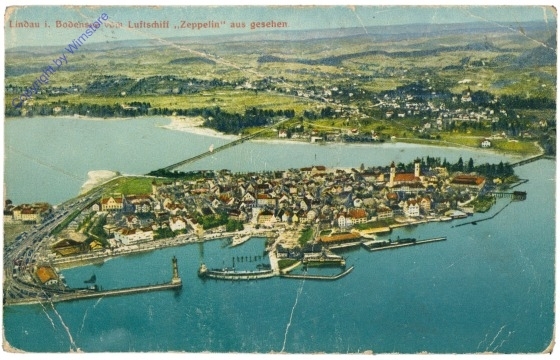 Lindau, vom Luftschiff Zeppelin aus gesehen