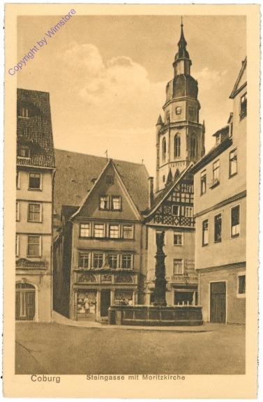 Coburg, Steingasse mit Moritzkirche