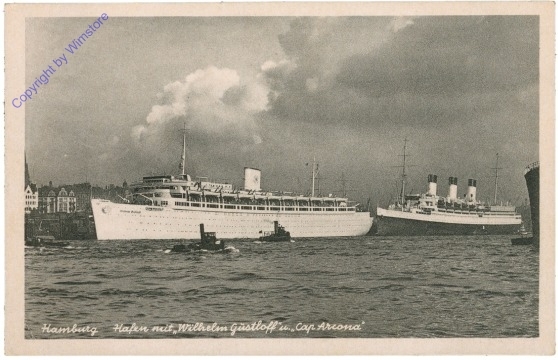 Hamburg, Hafen mit Wilhelm Güstloff u. Cap Arcona