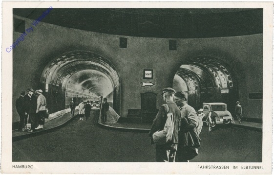 Hamburg, Fahrstrassen im Elbtunnel