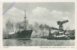 Hamburg, Einschleppen des Hapag Motorschiffes "St. Louis"