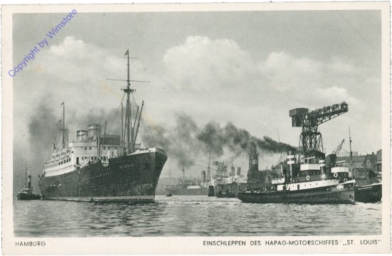 Hamburg, Einschleppen des Hapag Motorschiffes "St. Louis"