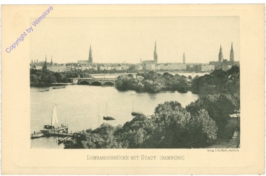 Hamburg, Lombardsbrücke mit Stadt