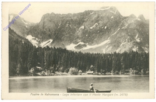 ak204544 Fusine, in Valromana, Lago inferiore con il Monte Mangart