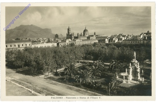 Palermo, Panorama e Statua di Filippo V.