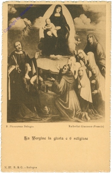 ak204984 Bologna, R. Pinacoteca, La Vergine in gloria e 6 religiose