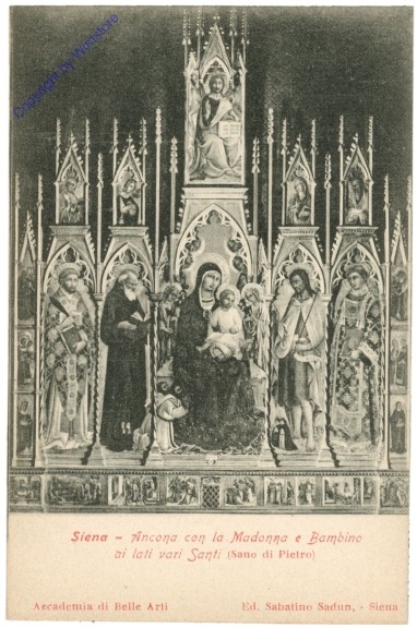 Siena, Ancona con la Madonna e Bambino ai lati vari Santi