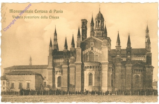 Pavia, Monumentale Certosa, Veduta posteriore della Chiesa