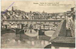 Firenze (Florenz), Veduta dei Lungarni col ponti Vecchio, S. Trinita, Carrala e di Ferro alle Cascine