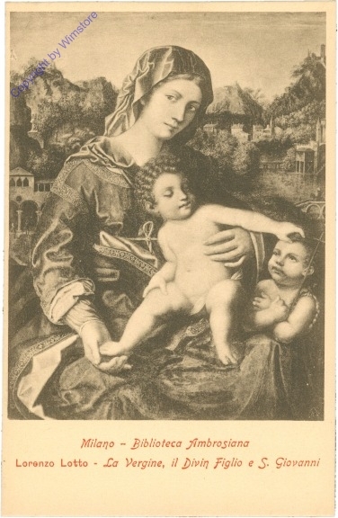 ak205747 Milano (Mailand), Biblioteca Ambrosiana, La Vergine, il Divin Figlio e S. Giovanni, Lotto