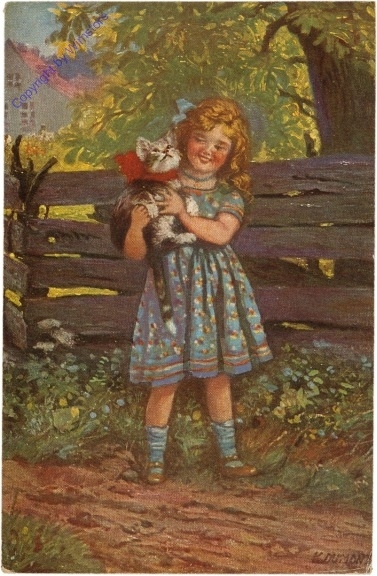 Mädchen mit Katze