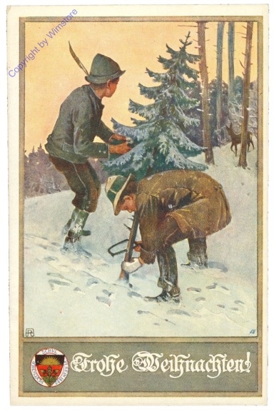 Kinder holen den Christbaum