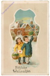 Kinder mit Korb und Briefen