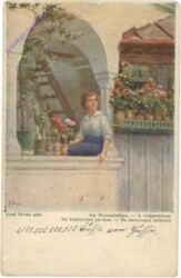 ak207010 Straka, Josef: Am Blumenbalkon