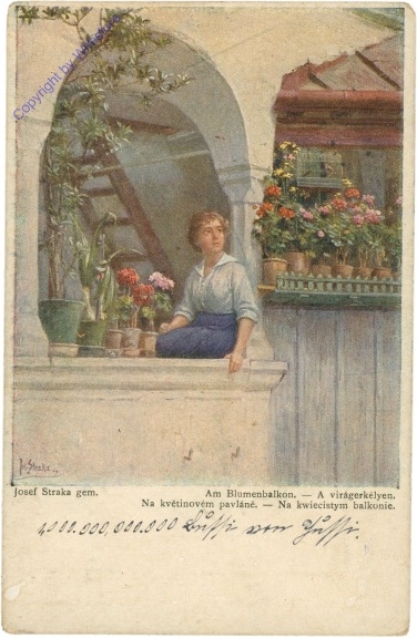 ak207010 Straka, Josef: Am Blumenbalkon