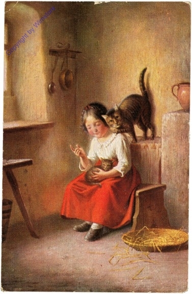 Mädchen mit Katzen