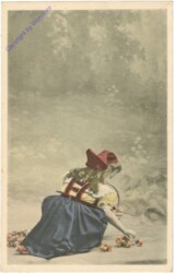Mädchen hebt Rosen auf