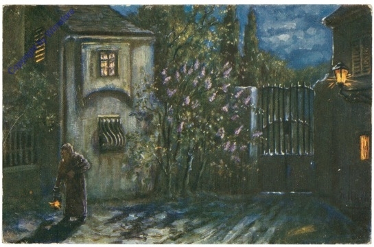 Hinter dem Tor bei Nacht