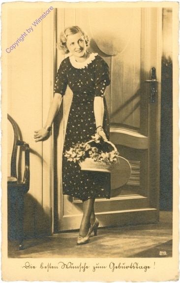 ak208052 Dame mit Blumenkorb, Geburtstag