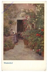 ak208429 Frau im Blumenhof