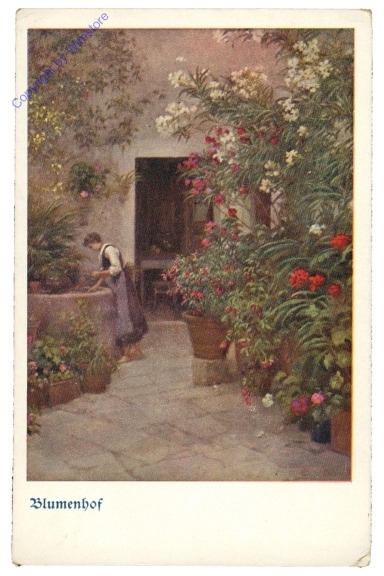 ak208429 Frau im Blumenhof
