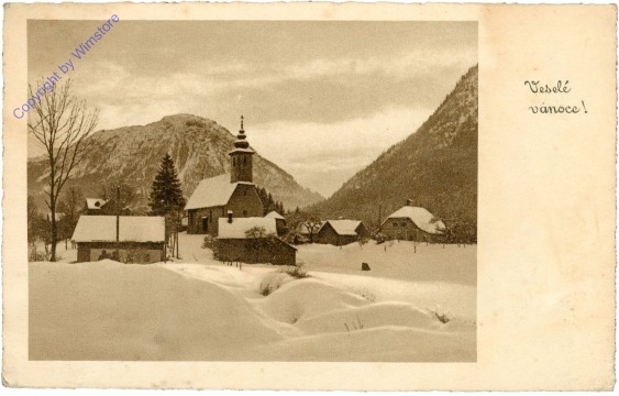 Verschneites Dorf