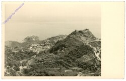 Sizilien, Blick von Mola auf die Burg von Taormina