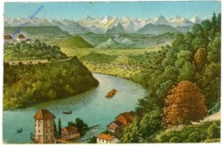 Schaffhausen, Rhein, Blick zu den Alpen