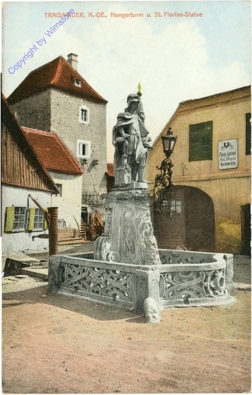 Traismauer, Hungerturm u. St. Florian-Säule