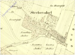Wien 21, Strebersdorf: Katasterplan 1, Ausschnitt 1821
