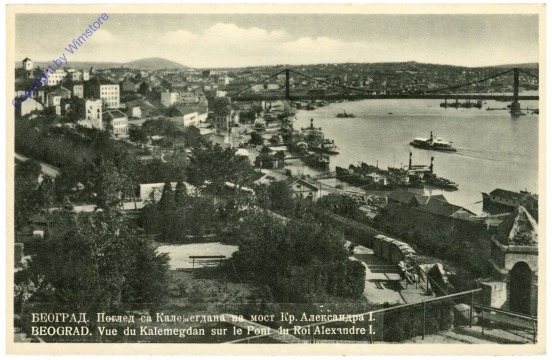 ak209879 Beograd, Vue du Kalemegdan sur le Pont du Roi Alexandre I.