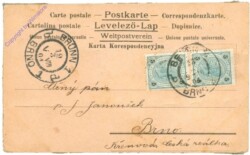 Karte mit aufgeklebten Kuvert (mit Inhalt)