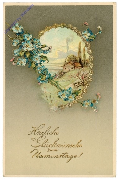 Landschaft mit Vergissmeinnicht, Namenstag