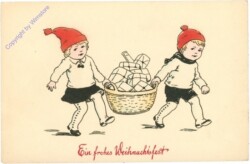 Kinder mit Geschenkekorb