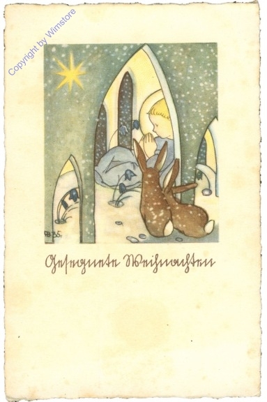 ak209983 Betendes Engerl mit Hasen