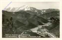 Gutenstein, Blick ins Klostertal gegen Schneeberg vom Mariahilfberg