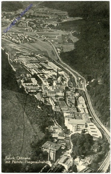 Pernitz, Fabrik Ortmann, Fliegeraufnahme