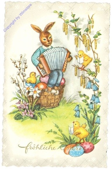 Hase musiziert mit Küken