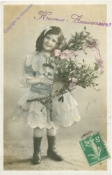 ak212037 Mädchen mit Blumen, Geburtstag