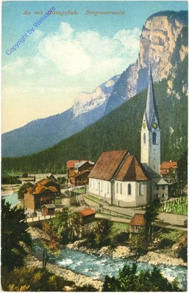Au, mit Mittagsfluh, Bregenzerwald