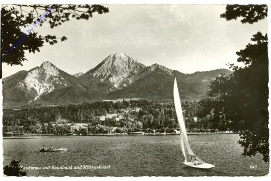 Faakersee, mit Sandbank und Mittagskogel