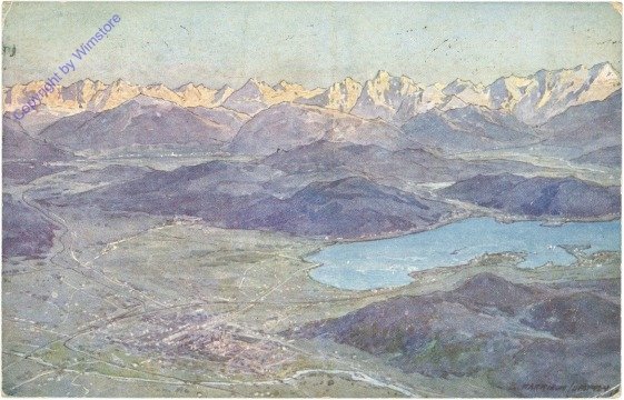 Klagenfurt, und der Wörthersee mit den Karawanken