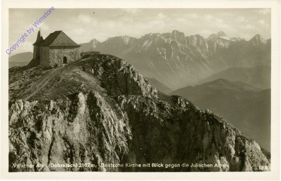 ak212574 Villach, Villacher Alpe (Dobratsch), Deutsche Kirche mit Blick gegen die Julischen Alpen