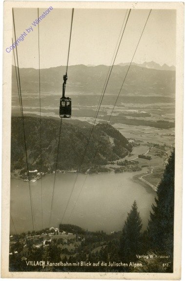Villach, Kanzelbahn mit Blick auf die Julischen Alpen