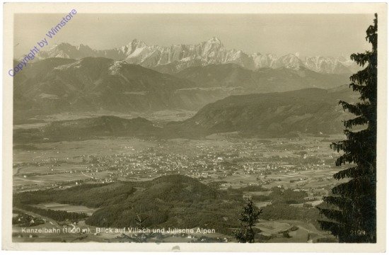 ak212585 Villach, Kanzelbahn, Blick auf Villach und Julische Alpen