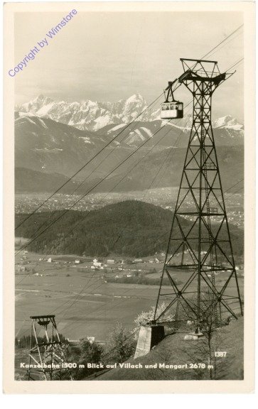 ak212590 Villach, Kanzelbahn, Blick auf Villach und Mangart