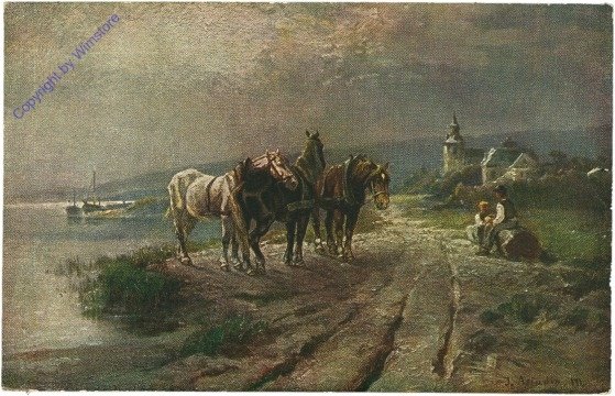 ak212943 Rast mit den Pferden