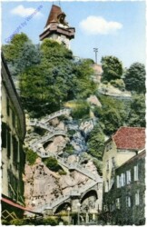 Graz, Schloßbergsteig mit Uhrturm